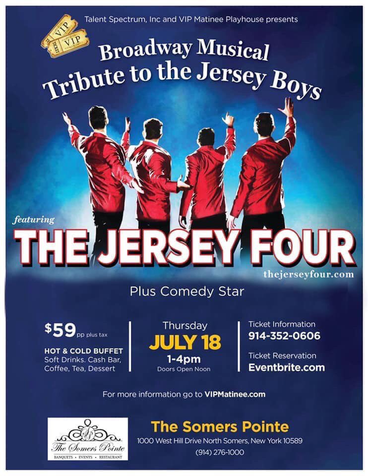 NigroRealty's tweet photo. The Jersey Four at 
The Somers Pointe.
A True VIP Matinee Delight! 
Seats are limited and seating is NOT assigned. 
We Hope To See You There! 
For More Information and Tickets: Go to our Events page and click onto the Eventbrite Logo at https://t.co/u0Gobls8HD https://t.co/6ZJCEQRTK7