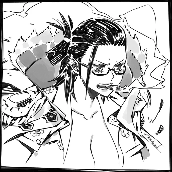 Next up, Smoker in Tashigi's body!

I really enjoyed these body switches! They all looked awkward but hilarious! (especially this one, he/she looks so badass!) 