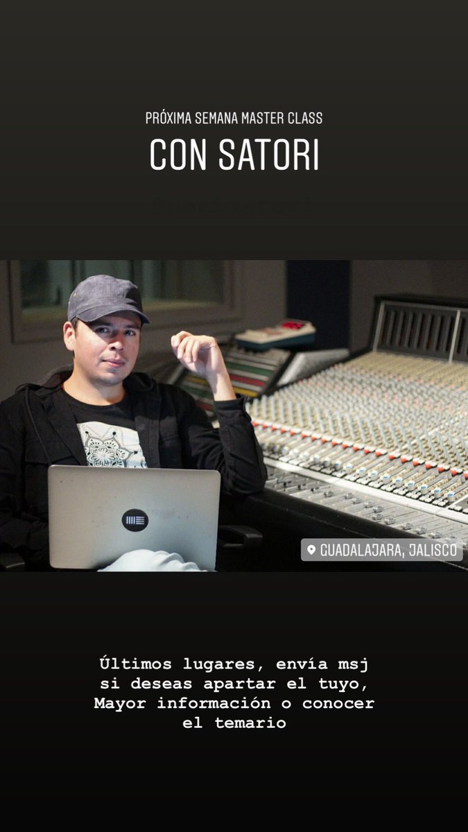 MadabeatsRec's tweet photo. Satori Master Class
Próxima semana en GDL
#Satori #MadaStudio https://t.co/3ZYjjrVkpp