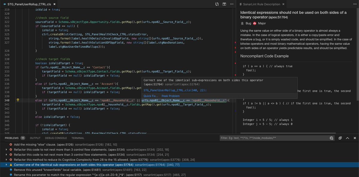 Apex bug found in SonarLint for VS Code