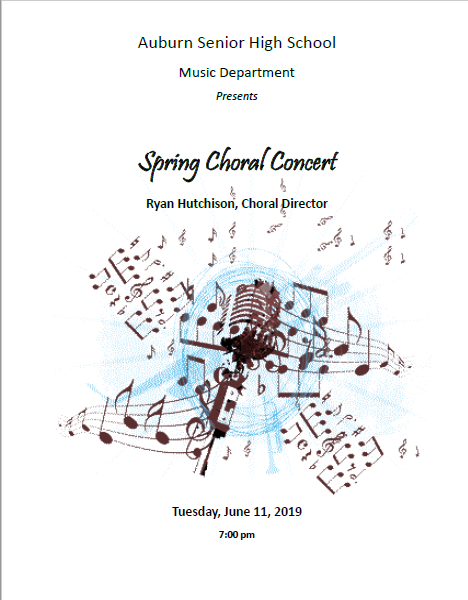 Come and enjoy the AHS Spring Choral Concert, 7 PM, June 11, in the PAC.