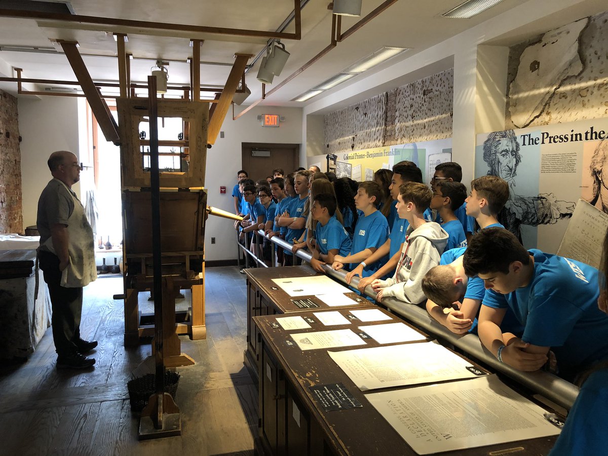 mrs_vanvleet_wb's tweet image. Third stop for Bus #3 - Printing Press 📰 #philly #8thgradetrip @WestBrook_Param