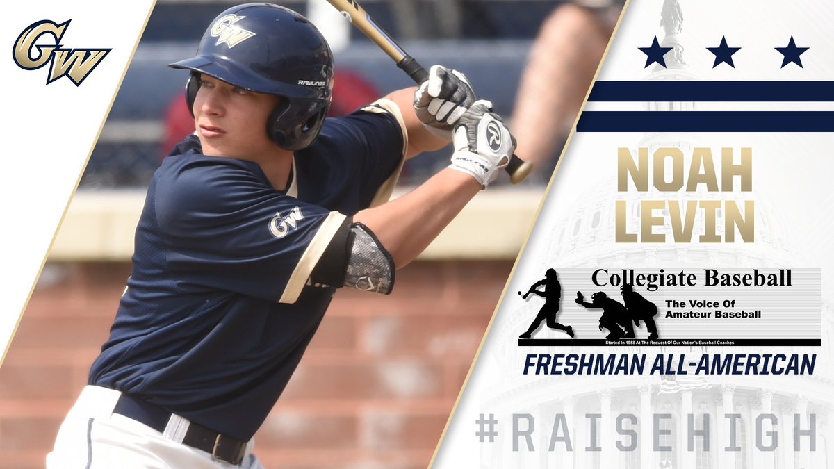 GWBaseball1's tweet photo. BREAKING | @noah_levin15 makes it 2️⃣ @CBNewspaper All-Americans for GW as he is named to the Freshman All-America team.

📰: https://t.co/EHZv1K5kB2

#RaiseHigh https://t.co/Scec3mtdio