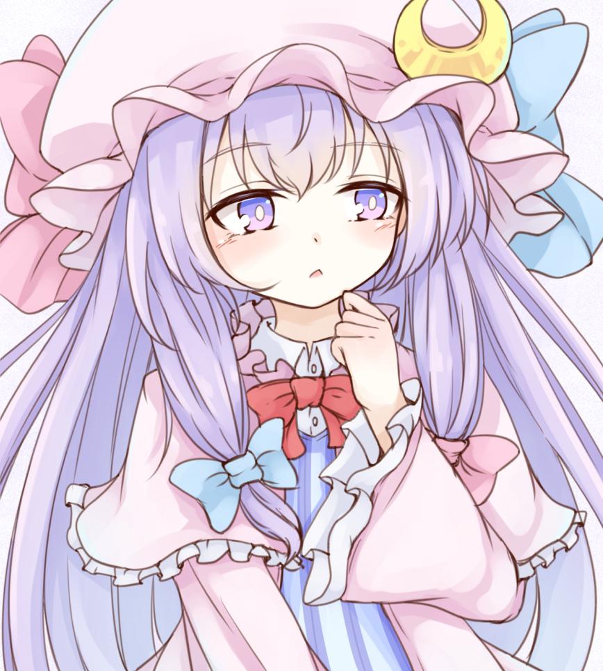 patchouli knowledge 1girl solo hat long hair purple hair crescent purple eyes  illustration images