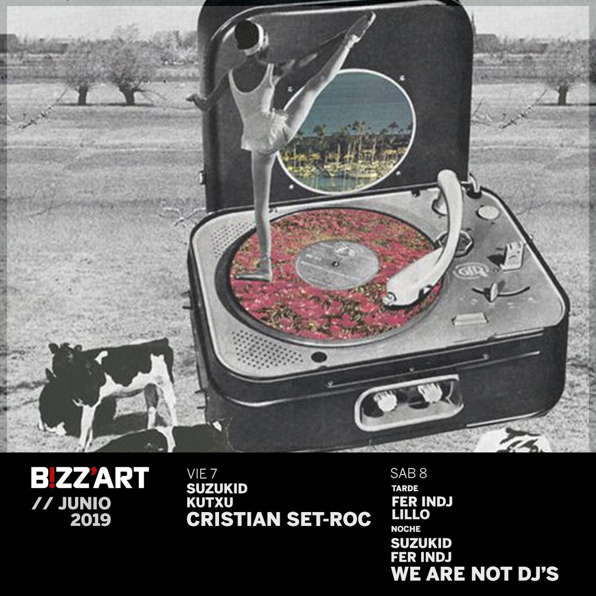 ¡¡Nueva semana en Bizz'art!!
Menudo cartelazo te hemos preparado este finde, con Cristian Set-Roc y We Are Not Dj's como invitados, y las sesiones de nuestro equipazo de residentes; Suzukid Dj, Kutxu Dj, Fer Indj y Lillo.