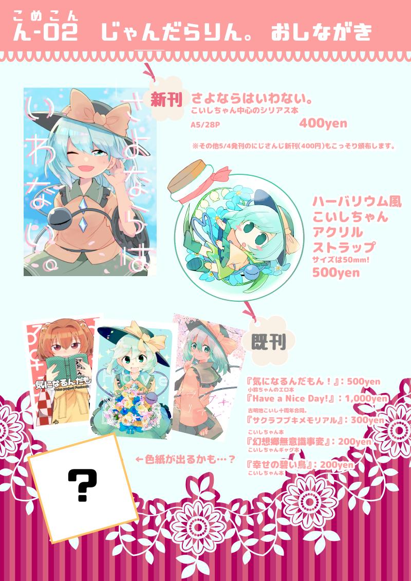 すっげぇ使い回しですがこめこんのお品書きが出来ました。
当日はナニトゾ 