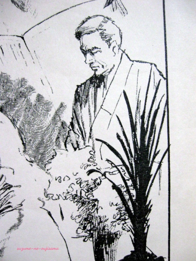 スズメ 今夜の杉山新一展は新聞に連載されていた時代小説の挿し絵です この神社の描き方 影で塗りつぶし光を抜いてる所が かっこいいなぁと思いました