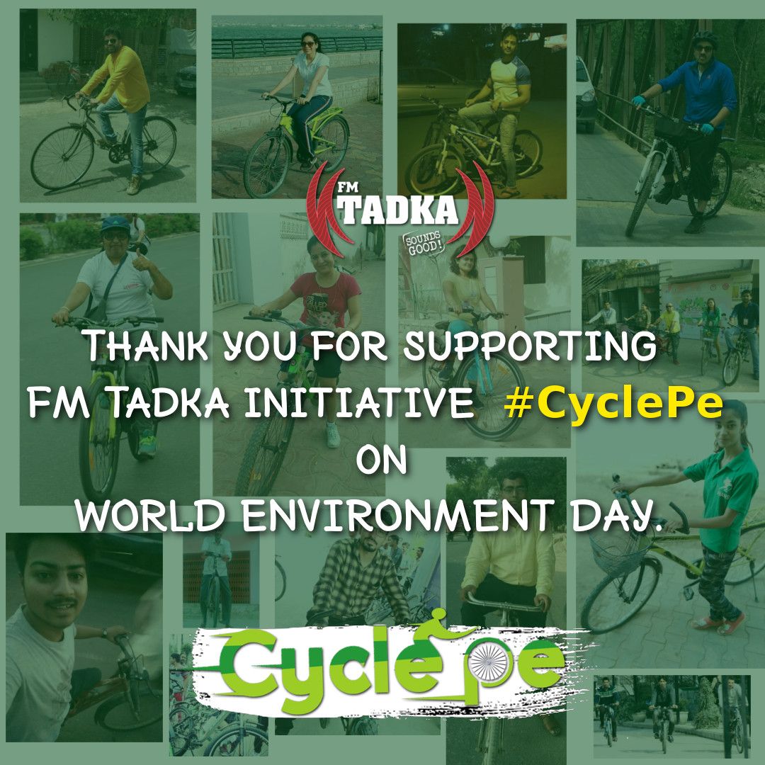 fm_tadka's tweet photo. #FMTadka #CyclePe #WorldEnvironmentDay
Thank you for Participating in FM Tadka initiative Cycle Pe .
Let's make it a habit ki jab bhi possible ho ghar se nikle cycle pe and contribute to clean the environment.
#BeatAirPollution #WorldEnvironmentDay2019 #SoundsGood https://t.co/Uo4285wQmA