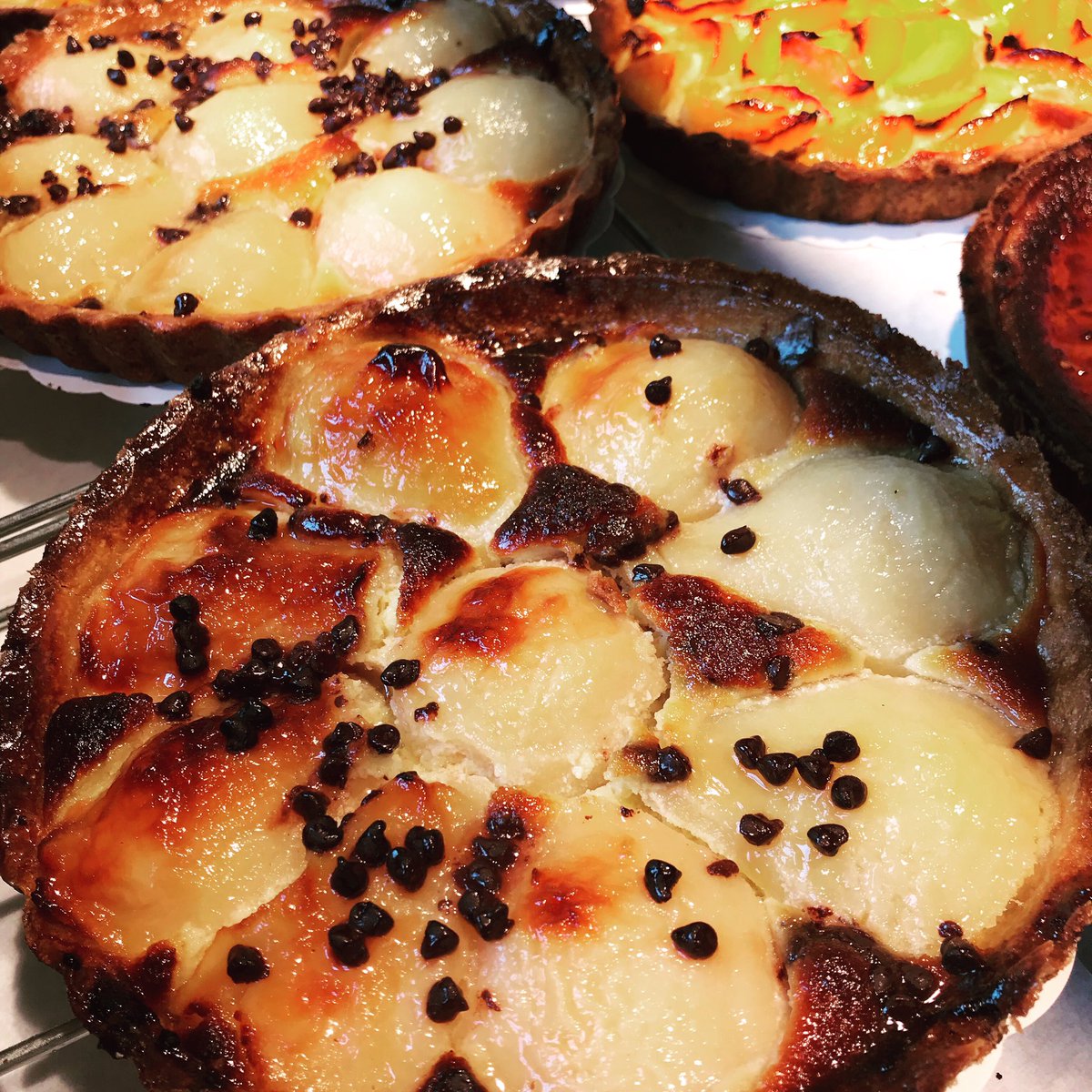 Our Pear Tart with Chocolate! Il faut goûter! #manhattaneats #longislandeats #desserts #french