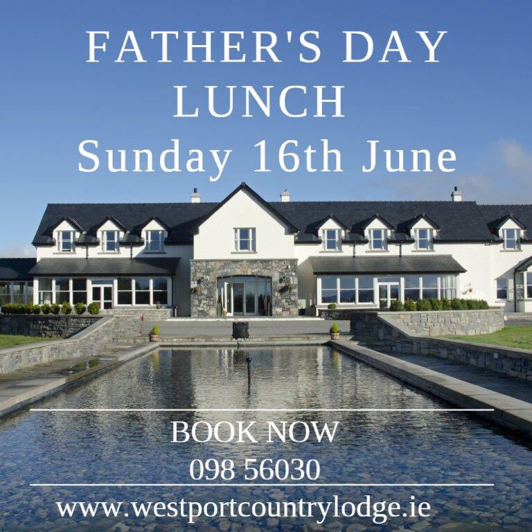 Don’t forget Father’s Day on Sunday 16th of June.
Bring your wonderful Das do the Westport Country Lodge for a delicious Sunday Lunch. Don’t miss out, call 098 56030 to book a table 👔🍴