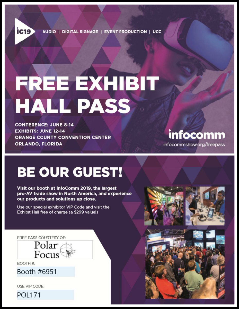 Are you headed to <a href="/InfoComm/">InfoComm</a> next week?  Use this code for a free pass, and don't forget to catch us in booth 6951!  #avtweeps #InfoComm19 #fieldtrip