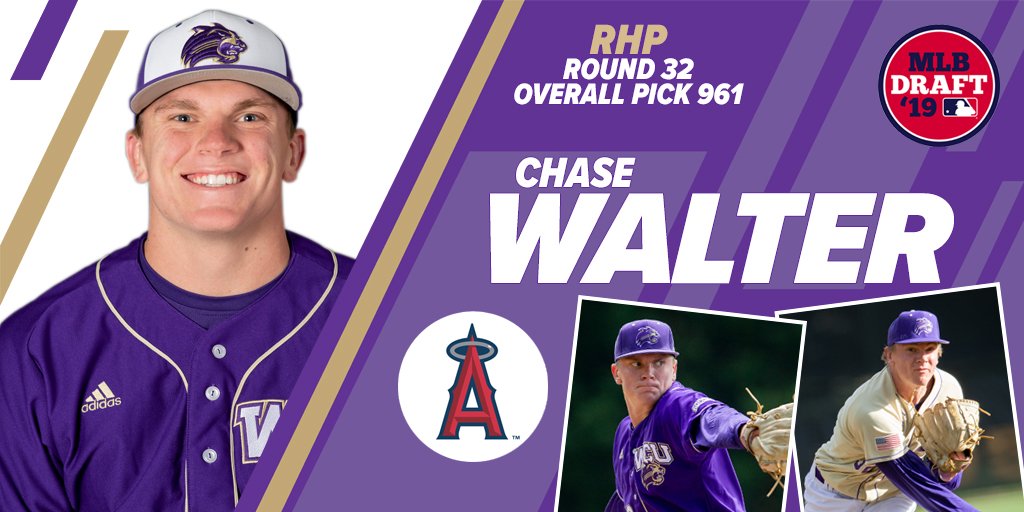 Catamounts's tweet image. DRAFTED! Congratulations to @WCUCatamountBSB redshirt sophomore RHP Chase Walter, selected in the 32nd round by the @Angels! According to records, Walter is the first former #Catamount drafted by the heavenly franchise! #MLBDraft2019 #CatamountCountry