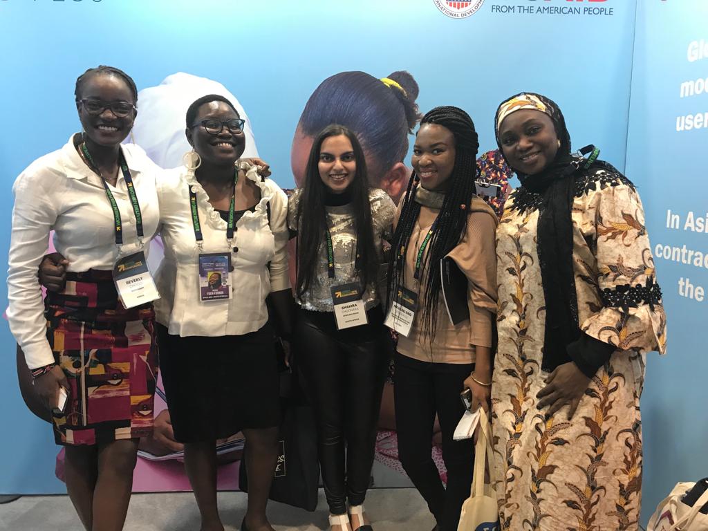 SHOPSPlus's tweet photo. SHOPS Plus #FamilyPlanning Technical Director for #Nigeria, @aminadorayi (right), with a group of young female entrepreneurs from Kenya, South Africa, and Lesotho @WomenDeliver. Thanks for visiting our booth @f_formin @ekalle_nts @MutindiChogo @ChoonaraShakira. #WD2019 #Booth46 https://t.co/SGN8srqQp7