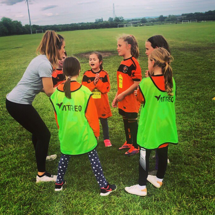 Awesome evening with some of the girls teams <a href="/PoppletonJFC/">Poppleton JFC</a> . This is the U10’s - they’ve only been playing 3 months &amp; wow you should have seen the skills - the team spirit was strong! They absolutely love football! 
Tune in on Friday to <a href="/bbc5live/">BBC Radio 5 Live</a> to hear more. #girlsfootball #WWC