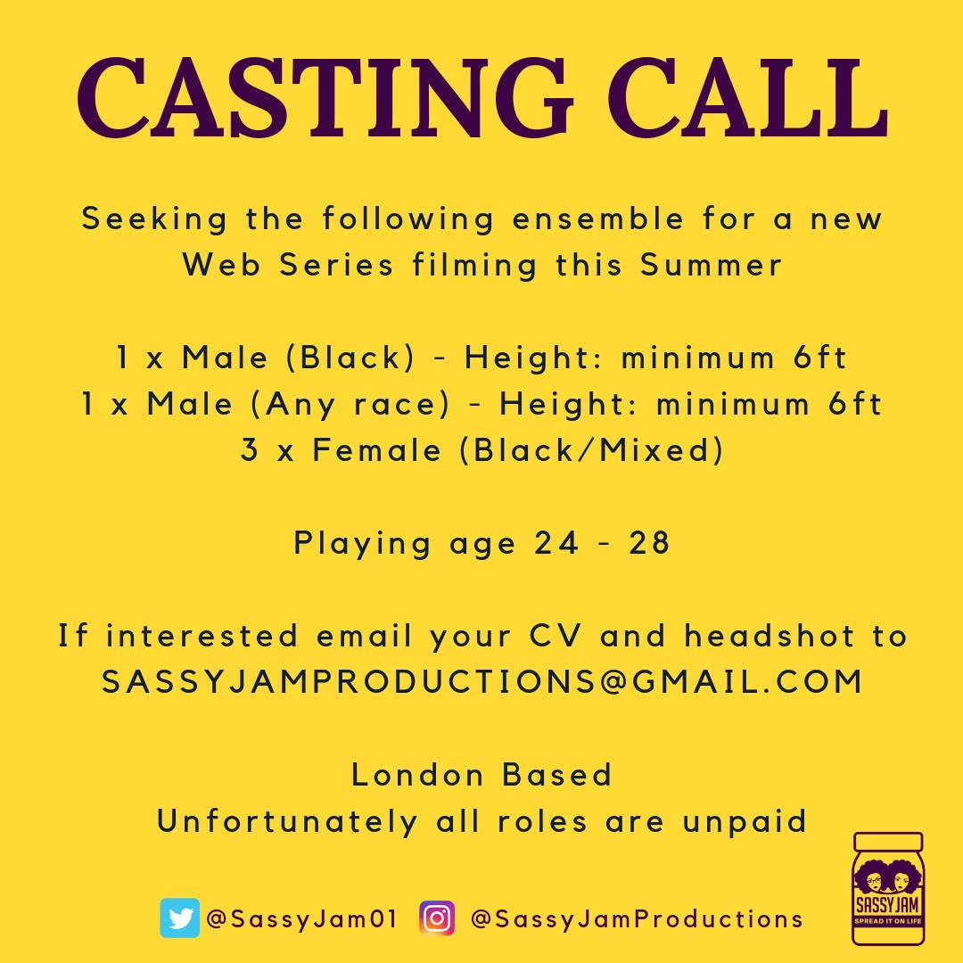 sassyjam01's tweet photo. Casting through until the end of June for our new Web Series 🎬🎭💻

Information in the image below but DM us if you have any questions. 💛💜

#CastingCall #WebSeries #Actor #Actress #ActorsofColour #LondonActors #RT #OriginalSeries #PoC 🌸💫 https://t.co/raxUSL5DVD