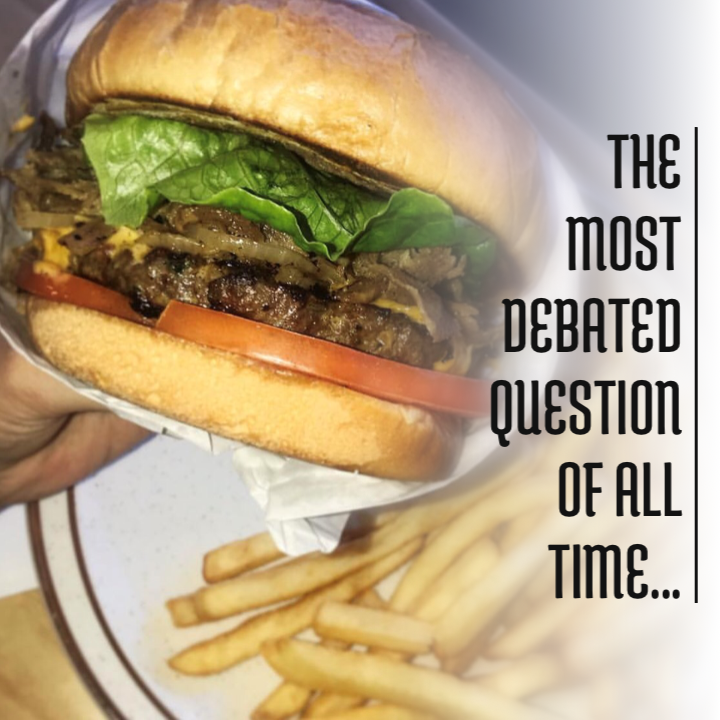 The question is...
Should I get the #HeroBurger !?
The answer is YES! 
Our Hero Burger contains our house made kefta patty and sliced gyro meat. Topped with American cheese, lettuce, grilled onions, tomatoes and mustard it is all held together by a toasted brioche bun. 🍔