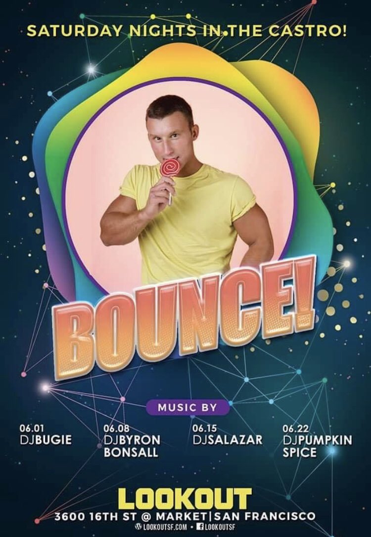 DJByronBonsall's tweet photo. Pride month rolls on Saturday night at @LookoutSF as I’m back for BOUNCE! Thumpa thumpa all night long. #lookoutsf #djbyronbonsall #Pride2019 #dj #djlife #housemusic #jackinhouse #techhouse #itsallaboutthemusic https://t.co/uiz5s0QdH9