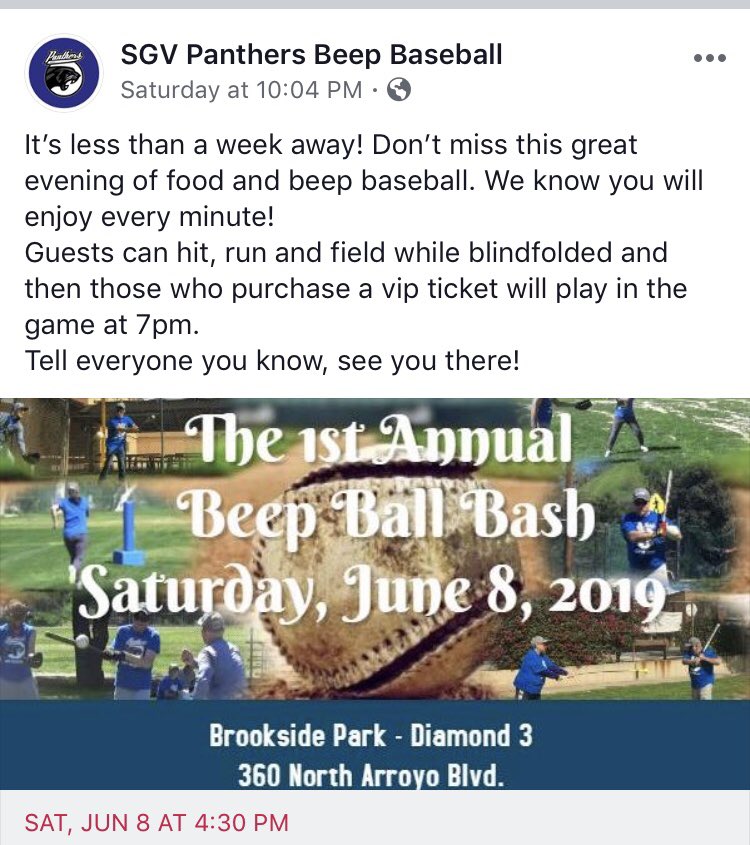 kkeepersrlc's tweet photo. Local So Cal peeps, come see what blind baseball is all about! It’ll be a fun filled evening with chances to try out beep baseball yourself, the Habit food truck will be there, you’ll get to watch (or even participate in) a beep baseball game and participate in our silent auction https://t.co/cKnZkCFsJv