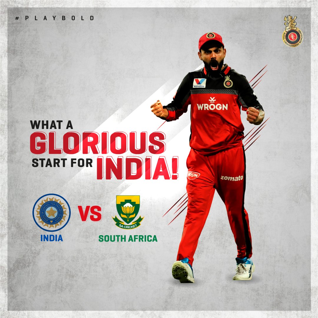 RCBTweets's tweet photo. It's the result we had hoped for! India have started off with a bang! That was a comfortable and steady win. Kudos to our bowlers for keeping the Proteas at bay.
@BCCI #PlayBold #TeamIndia #BleedBlue #CWC19 #WorldCup2019 https://t.co/FJwsLhNmft