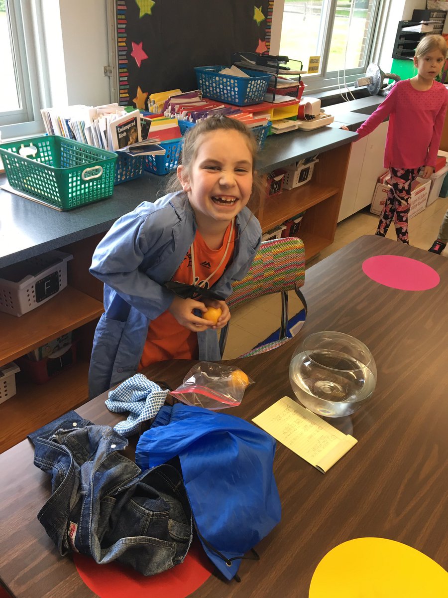 Today’s awesome “Scientist of the Week” showed us a really good experiment with an orange to teach us about density!  🍊