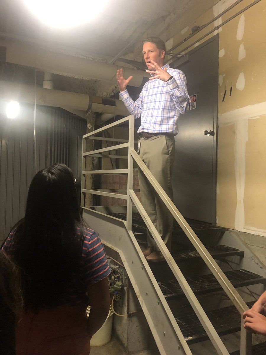EERhoden's tweet photo. We got to go behind the scenes with the #EngineeringU Academy students to look at the mechanical equipment necessary to keep us all comfortable in the building. This stuff is HUGE! @BurnsMcDonnell https://t.co/mpj9mpqj1D