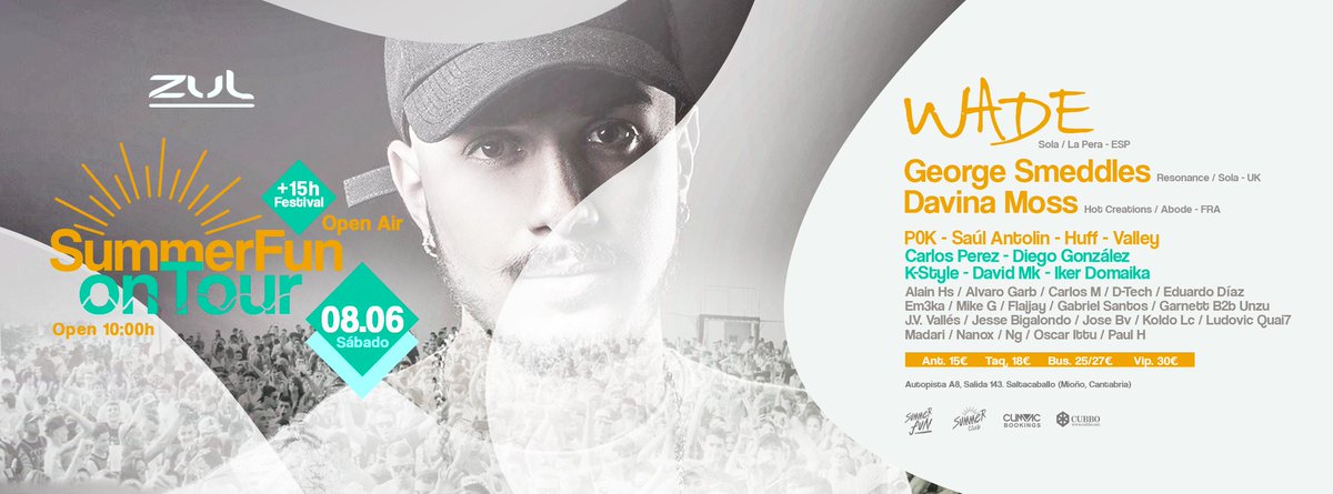 SummerFunLaredo's tweet image. Nuestra primera aventura de verano será este Sábado 8/06 con @wade_tweet @GeorgeSmeddles @davinamossmusic y muchos más en el OPEN AIR de @ZUL08OFFICIAL 

Entradas en bit.ly/sfzul