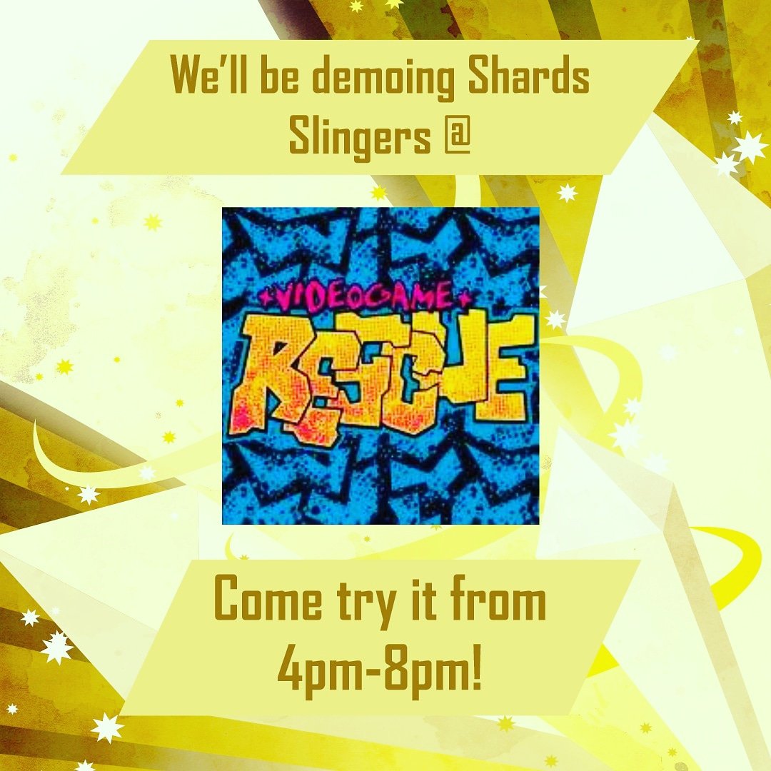 EtherealFront's tweet photo. We're gonna be visiting the board game group at #VideoGameRescue today! If you'd like to try Shard Slingers, come see us! Only 6 days left!!!

https://t.co/JZUtID0v8N

#vgr #boardgames #kickstarter #indieboardgame #indieboardgames #tabletopgames #boardgamegeek #bgg #tabletop https://t.co/FmAKF7XyFA
