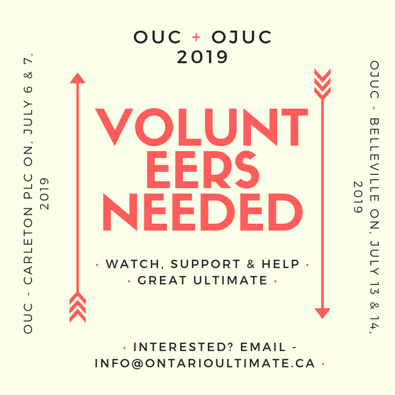 #volunteer #OntarioUltimate #OUC2019 #OJUC2019 #sotg #Ultimatefrisbee #roadtonationals #roadtobrampton #roadtoedmonton #ultimatecanada