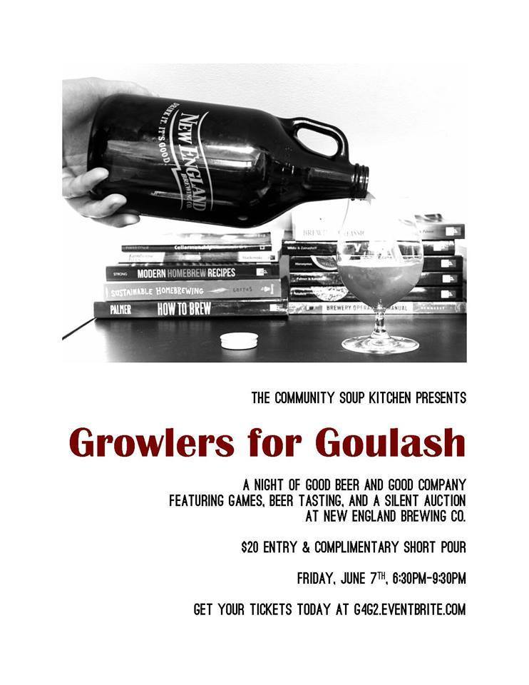 robbinslist's tweet photo. Growlers for Goulash – fundraiser for Community Soup Kitchen – Fri. June 7th – A night of good beer and good company https://t.co/NQPxmsYK3E https://t.co/d89qXOykQQ
