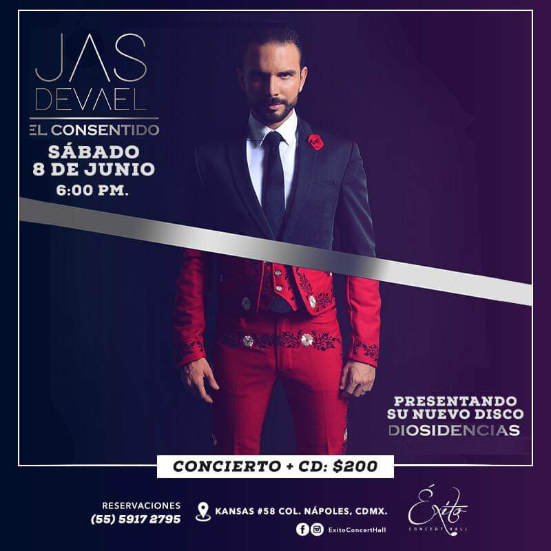 lamujeractual's tweet photo. Presentación oficial del nuevo disco de Jas Devael "DIOSIDENCIAS", sábado 8 de Junio a las 6pm en @ExitoConcertH. Reservaciones: (55) 5917 2795 https://t.co/72kMfwfVog