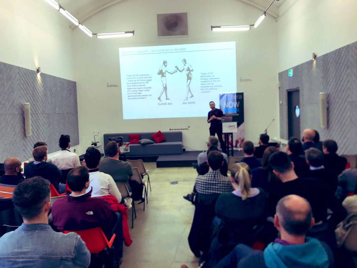 AWSUserGroups's tweet photo. #aws UG Belfast’s ‘Security’ event gets underway with a talk by Stephen McMaster of @Deloitte #awscommunity #awsbelfast @AWS_UKI https://t.co/WfuB2nNysR