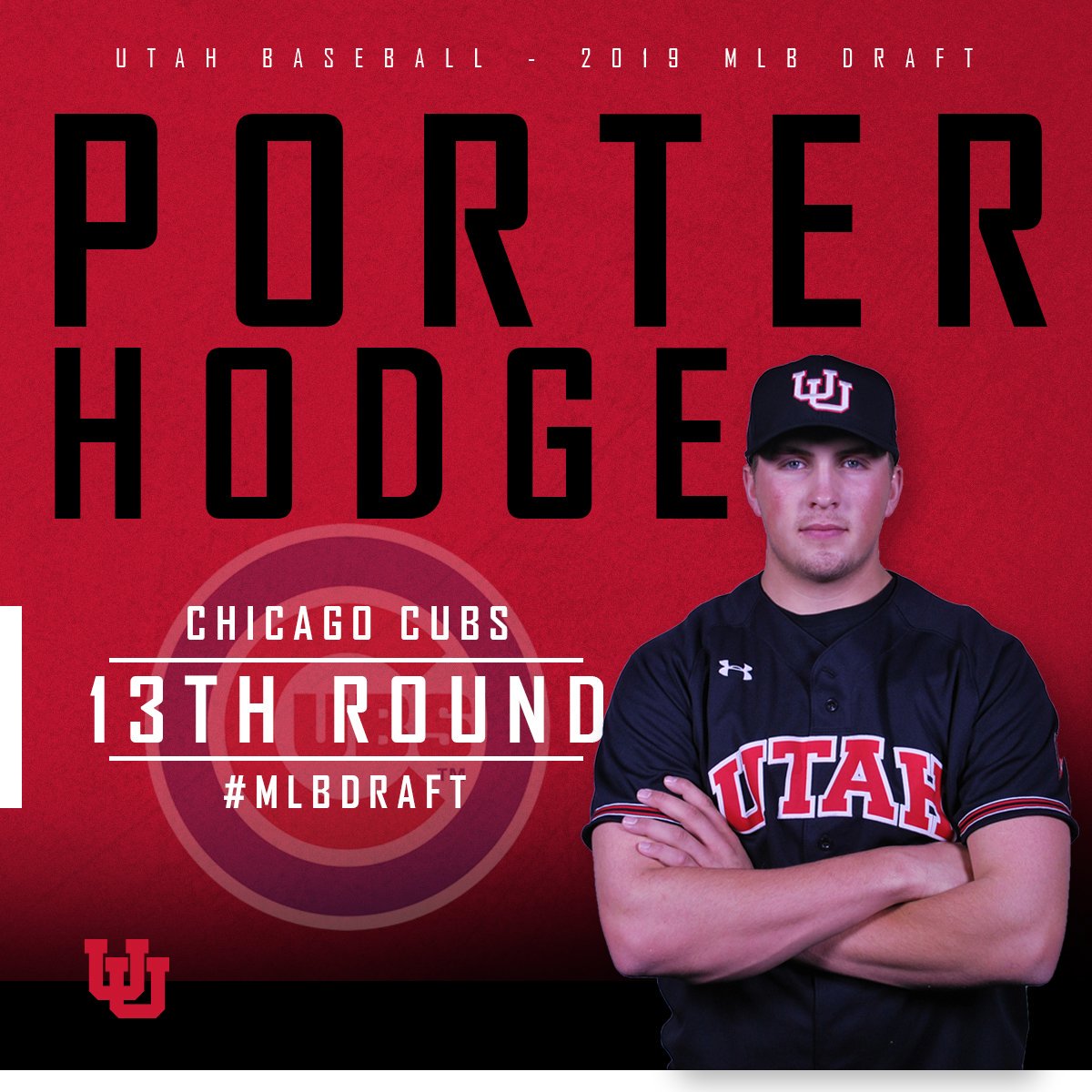 utahbaseball's tweet image. Congrats to incoming RHP, Porter Hodge who was drafted to the @Cubs today in the 13th round!

#MLBDraft2019