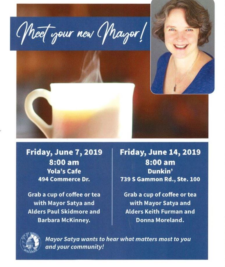 Join me this Friday and next with Westside Alders for coffee or tea. I look forward to hearing from you! #MeetMayorSatya