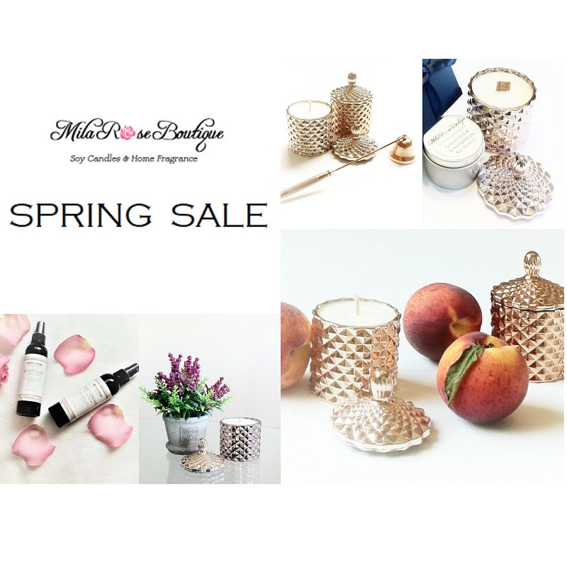 ✨🌸 SPRING  SALE 🌸✨ Our Spring Candle Collection is on sale now! 🙌Up to 25% off + free shipping 👏 Choose from: Coconut &amp; Lime, Peach Bellini, Fresh Cucumber, Blush Peony, Water Lily soy candles! #Candles #springsale #FreeShipping
