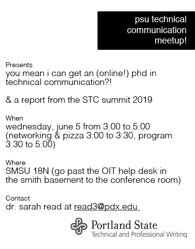 Don't forget the PSU Tech/Comm meetup is today! If you have somewhere to be from 3:00 to 5:00, CANCEL YOUR PLANS and join us for pizza, networking, and more 😜