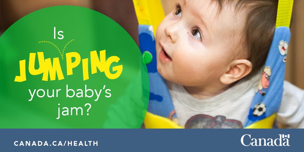 GovCanHealth's tweet image. Always supervise your baby while they are in a baby jumper. If you have to leave the room, take baby with you. Injury prevention is key to keeping our little ones safe.  Get more safe play tips: ow.ly/AF6250uxn9b 
#SafeKidsWeek #SKW2019