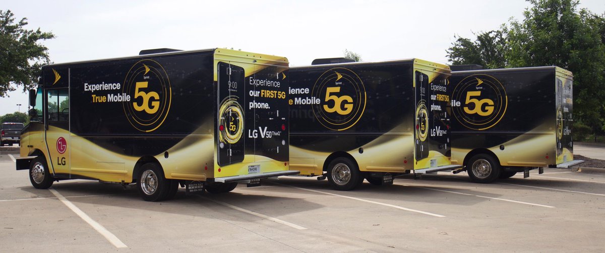 Only 1 more day until these trucks hit the street and bring @Sprint’s True Mobile 5G experience to life with the #LGV50ThinQ! Want to experience what #Sprint5G can do for you?! Come check us out in #Dallas #Houston #KC and #Atlanta