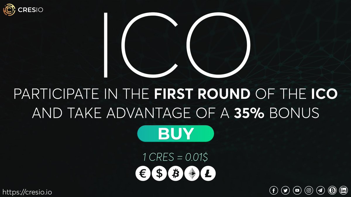 KryzumES's tweet photo. ⚠️ ICO AVAILABLE ⚠️ BUY CRES ⚠️
🚨 First legal ICO in Spain 🚨
✅ 1 CRES = 0.01$ ✅
Participate in the first round of the ICO and take advantage of a 35% bonus.

Join now: https://t.co/zy3Q4kNGOx    

#ico #cresio #invest https://t.co/MxSoMWgRtN