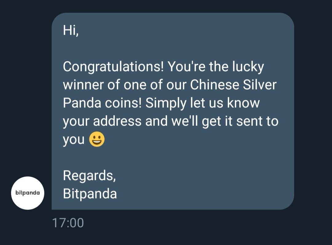 First of all  Thank you @bitpanda

I won a silver Panda coin✌🏼and thank's for the good news 😉 a new coin $BEST bitpanda goes global and all that in 1 day!!

Vienna is the best city to live and has the best Crypto-Exchange of the World go check it out ✌🏼

#XRP #crypto #btc #eth