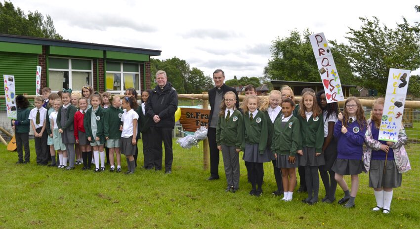 FarmSjsb's tweet photo. We had a wonderful time this morning as Bishop John opened and blessed our very own St. Francis Farm. #sjsbfarm #sjsb #smsc @SalfordDiocese https://t.co/ZAYoFRAN3i