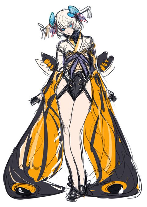 KOMモスラを擬人化しようと思ってラフ途中… 