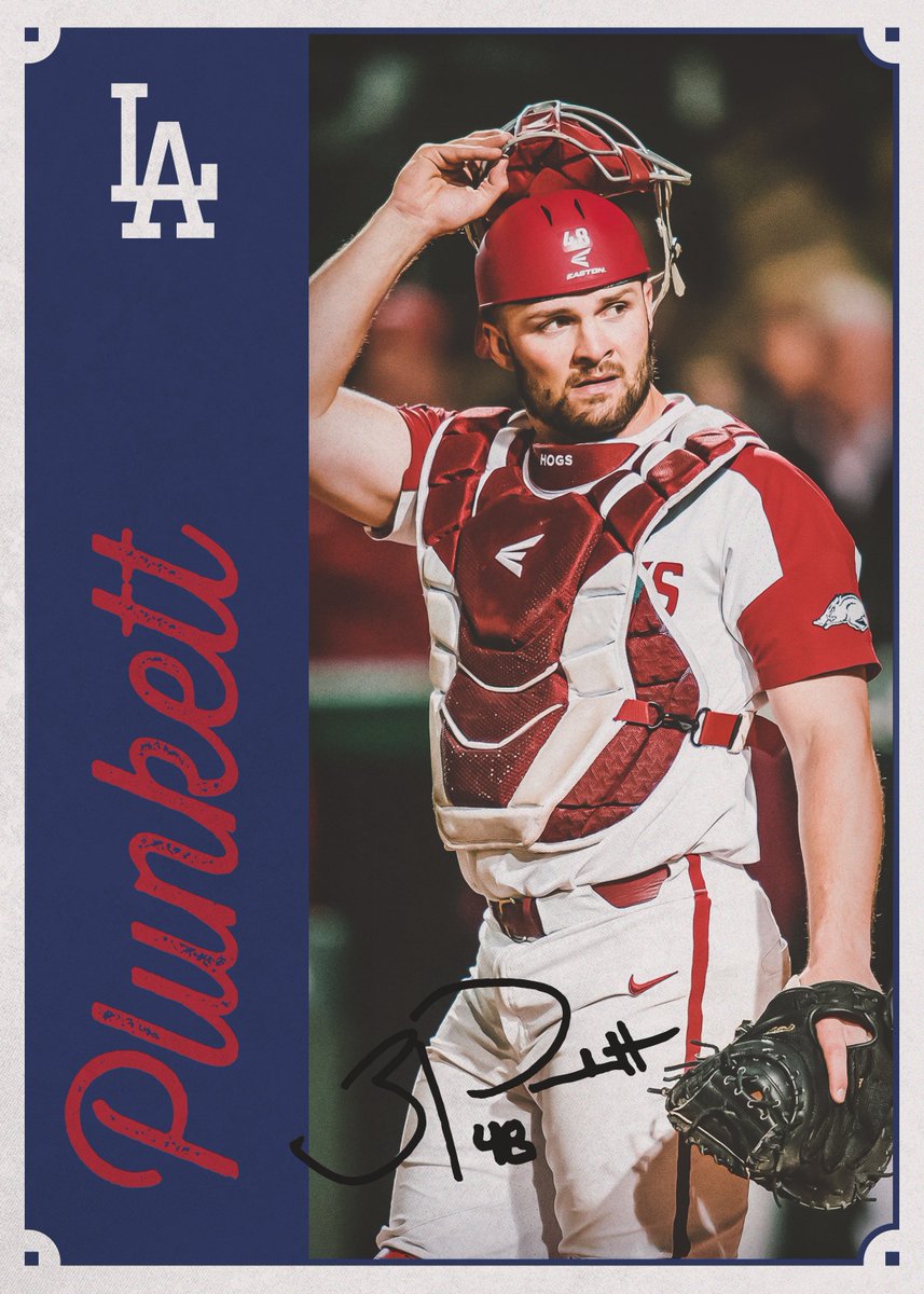 RazorbackBSB's tweet image. PLUNNNKKKKK!

@zack_plunk48 taken in the 20th round by the @Dodgers.

He's the 7th Razorback selected over the last three days.  #ProHogs