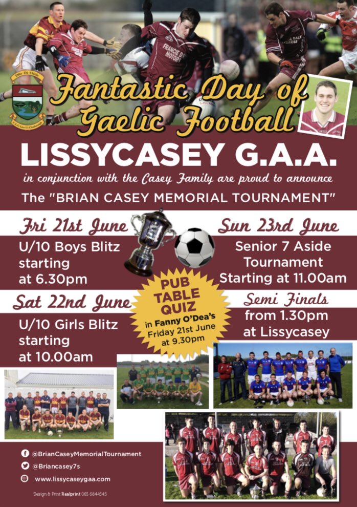 Dates for the diary! Please retweet <a href="/Lissycasey_GAA/">Lissycasey GAA</a> @Westclarepage <a href="/DLynchSport/">Derrick Lynch</a> <a href="/GaaClare/">Clare Gaa</a>