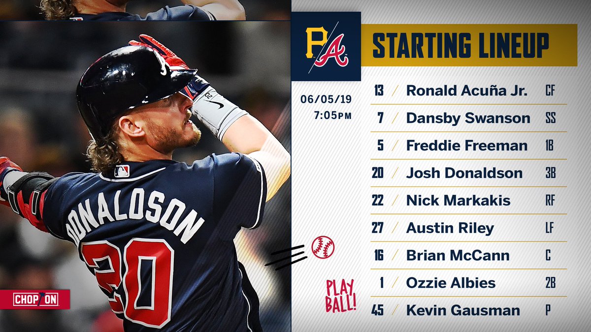 Braves lineup 6/5/19 Donaldson at 3B and hitting Braves lineup 6/5/19 Donaldson at 3B and hitting