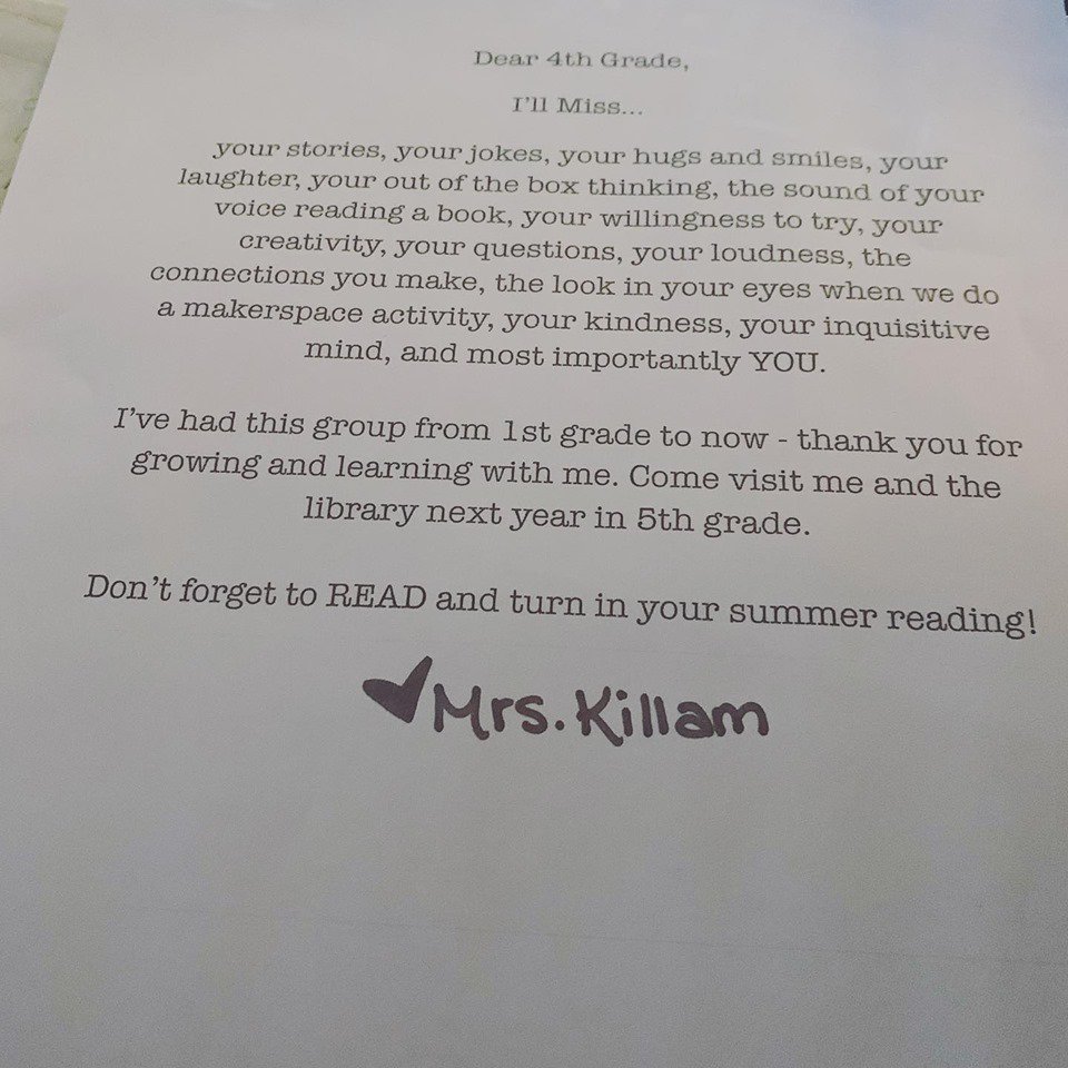 MrsKillam207's tweet photo. Sad to say see you later to one of my 4th grade classes today! I've had this group since 1st grade. The relationships we build are strong and I'll miss this group as they are off to 5th grade! #sedoreaders https://t.co/UnYO6VYHBH