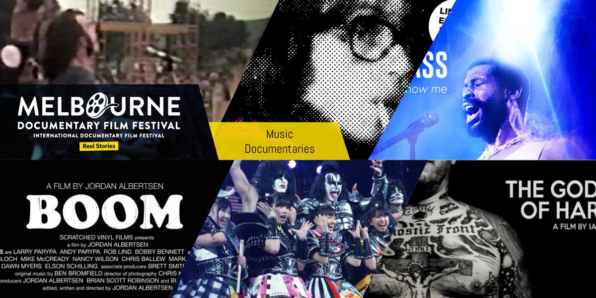 MDFFest's tweet photo. Do a deep dive into the great music docos playing at #mdff2019 tix https://t.co/CII6pIzzTE @JordanAlbertsen @GodfathersofHC @moshtix_com_au @vinylday @cidnybullens @billbrimm @WaitingTheDoco @KISSOnline @thesonics @TEmovie @tommyemmanuel @ronniewood @agnosticfront #Melbourne https://t.co/cHz4bEe75e