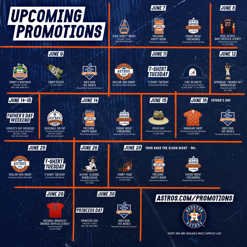 Houston Astros on X: Huuuuuge month for promotions in June! Which