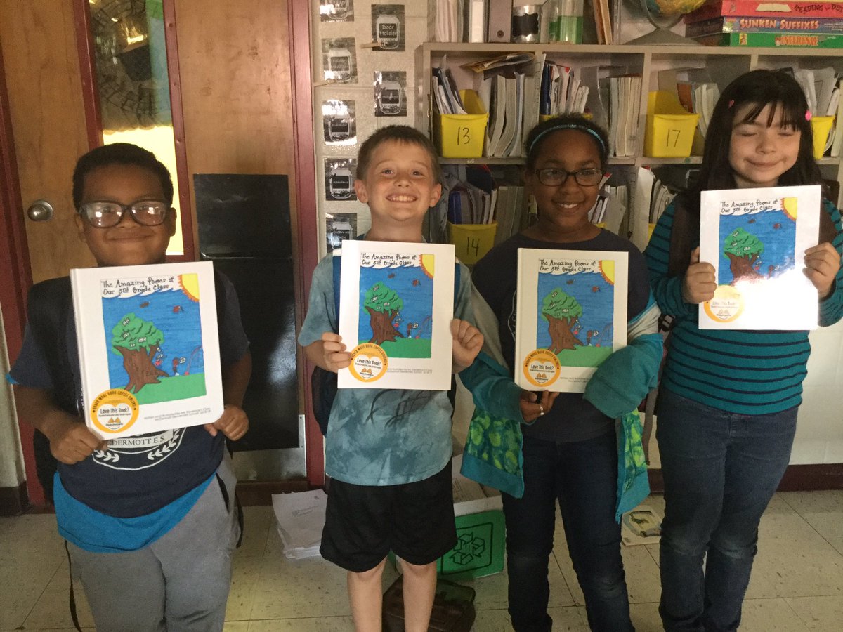 whitwhite91's tweet photo. Our class book is here! These third graders are beaming with excitement! Thank you @studentreasures for making us published authors! #flexibleinthird #amazingloems @NISDMcDermott https://t.co/NhAhydOIWk
