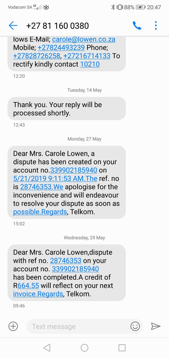 brendanlowen's tweet photo. @TelkomZA why have I been disconnected? See correspondance from my last communication with you? https://t.co/Mmzs6hIMux