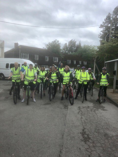 OurBlueLight's tweet photo. Day 3 of the HMPPS leg and HMP Styal cycled over to Thorn Cross to handover the torch. Well done team Styal#keepingtheconversationgoing #ourbluelightrelay https://t.co/QT2O8hIWcG